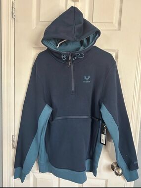 Messer Navy & Teal Half-Zip Hooded Sweater